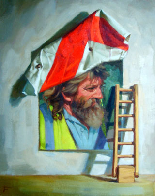 <em>English Workman</em>, oil on canvas, 49x40cm