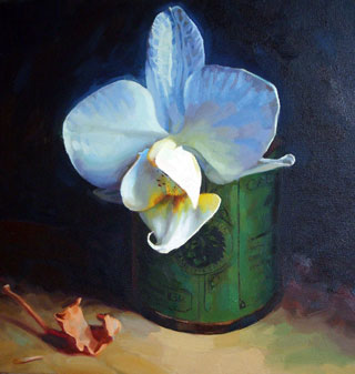<em>Orchid</em>, oil on canvas, 40x40cm