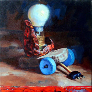 <em>Junk Toy #3</em>, oil on canvas, 30x30cm