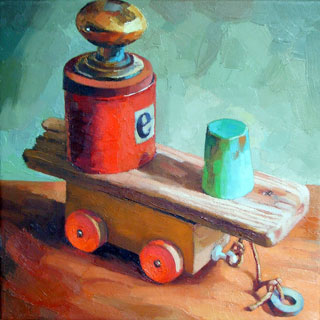<em>Junk Toy #5</em>, oil on canvas, 30x30cm