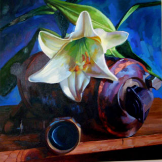 <em>Lily, Metal</em>, oil on canvas, 50x60cm
