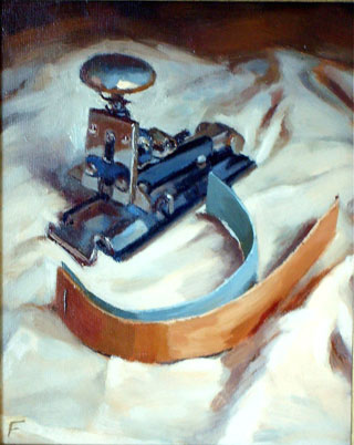 <em>Stapler</em>, oil on board, 26x36cm