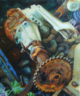 <em>White Engine</em>, oil on canvas, 50x40cm